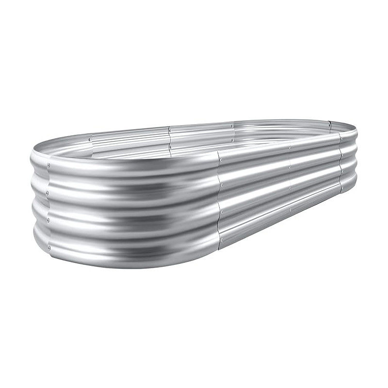 Galvanizli Yükseltilmiş Bahçe Yatak Kits 4 * 2 * 1 Ft Oval Metal Galvanizli Bitkiyatçı Bahçe Kutuları Dışarıda Sebzeler İçin (Sliver)