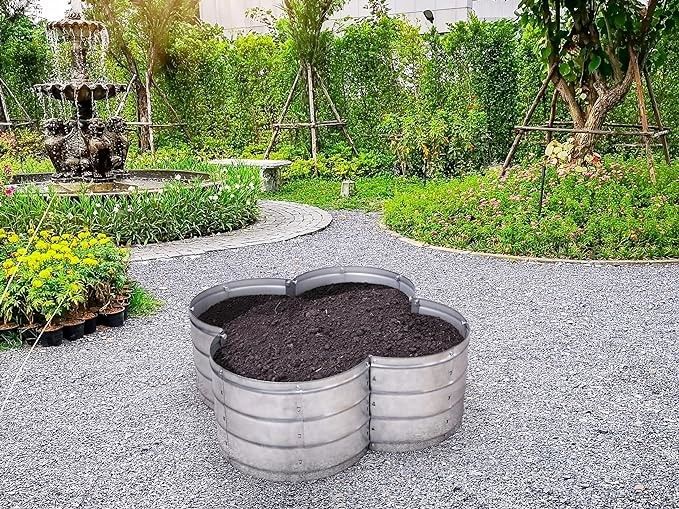 Galvanized Raised Garden Beds Outdoor Planter For Gardening Vegetables 3*3*1 Ft Irregular Sharp Metal Garden Box(Sliver)