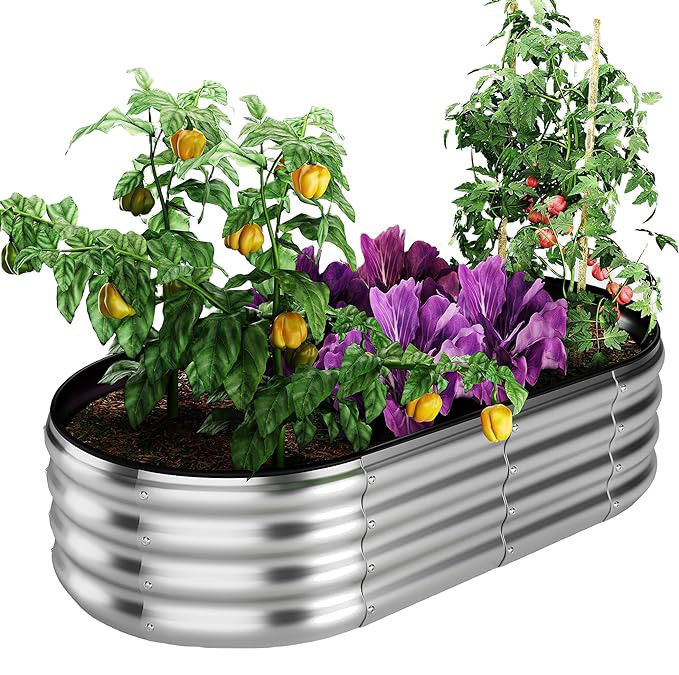 7*3*1 Ft Bitki yetiştirme bahçe kutusu yükseltilmiş çiçek yatağı galvanizli metal bitki yetiştirme yükseltilmiş bahçe yatağı kit bahçecilik için açık hava