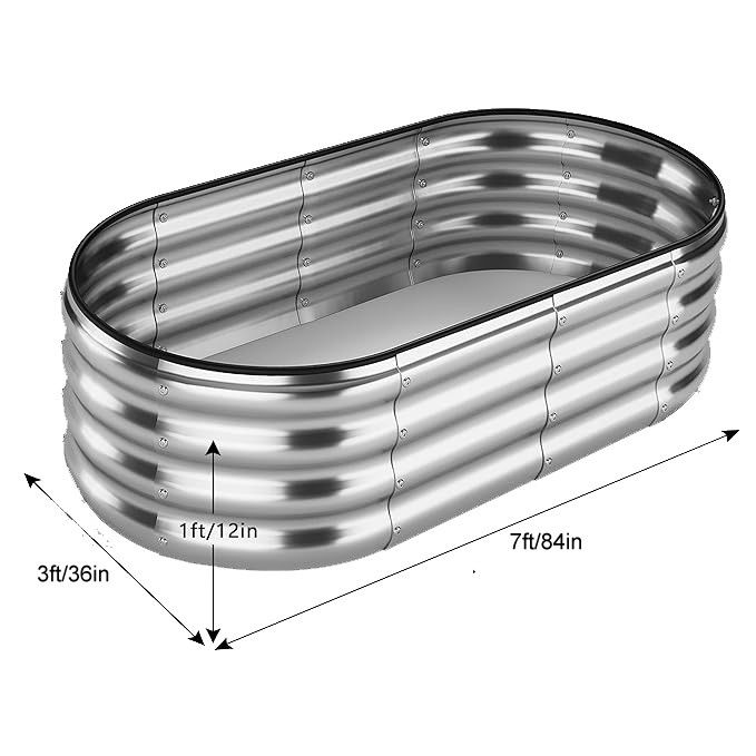 7*3*1 Ft Bitki yetiştirme bahçe kutusu yükseltilmiş çiçek yatağı galvanizli metal bitki yetiştirme yükseltilmiş bahçe yatağı kit bahçecilik için açık hava