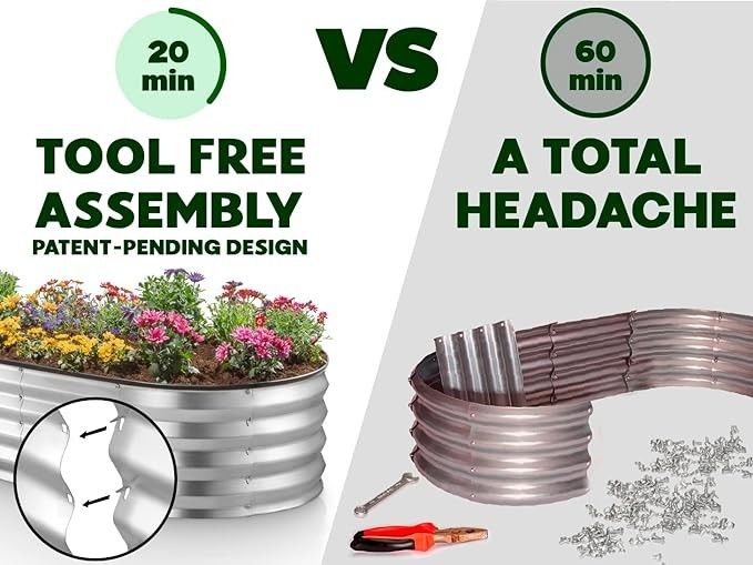 7*3*1 Ft Bitki yetiştirme bahçe kutusu yükseltilmiş çiçek yatağı galvanizli metal bitki yetiştirme yükseltilmiş bahçe yatağı kit bahçecilik için açık hava