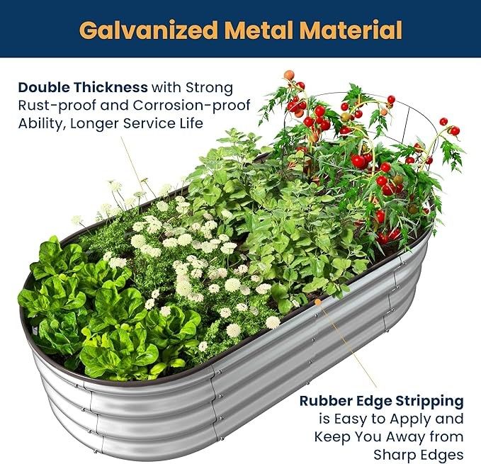 8*3*1Ft Bitki yetiştirme bahçe kutusu yükseltilmiş çiçek yatağı galvanizli metal bitki yetiştirme cihazı yükseltilmiş bahçe yatağı bahçecilik için dışarıda