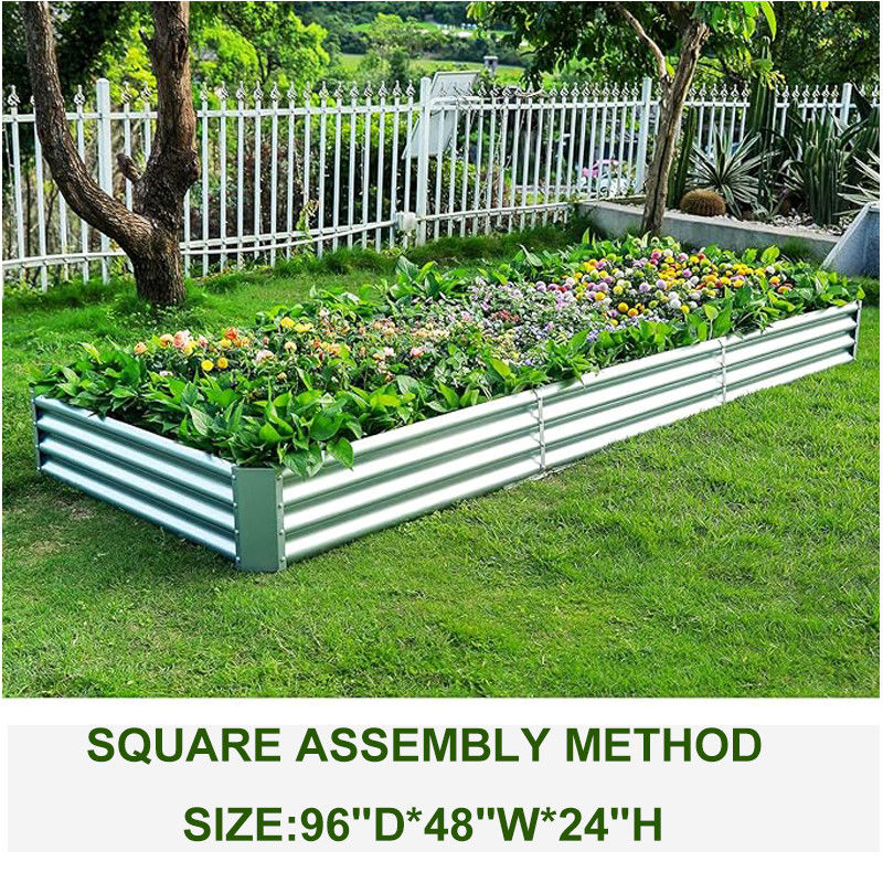 Custom Logo Big Metal Planter Boxes Large Galvanized Steel Planter Box 8*4*2 Ft
