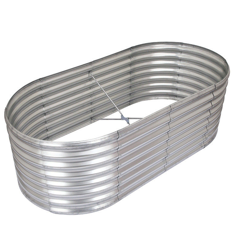 Galvanizli Yükseltilmiş Bahçe Yatağı Bahçe Bitirme Yatağı 6*3*2 Ft Oval Metal Bahçe Kutusu Dışarı, Büyük Metal Bahçe Kutusu