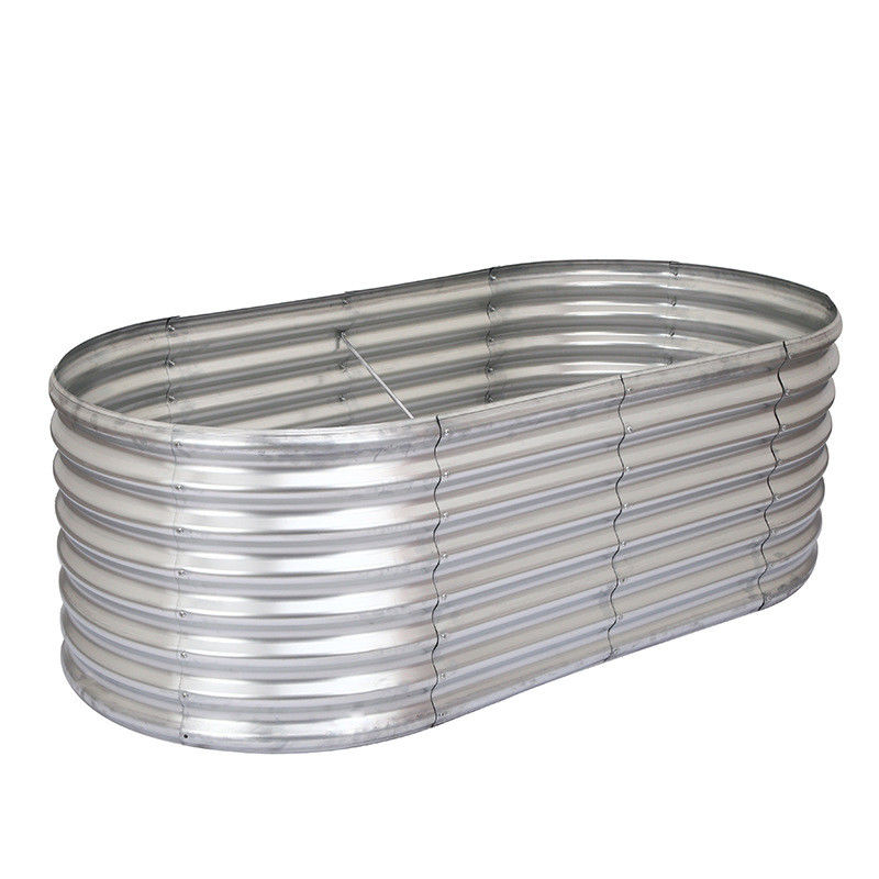 Galvanizli Yükseltilmiş Bahçe Yatağı Metal Bitkiyatçı Bahçe Kutuları Dışarıdaki Oval Büyük Metal Yükseltilmiş Bahçe Yatakları Bitkiler İçin 6x3x1.5ft
