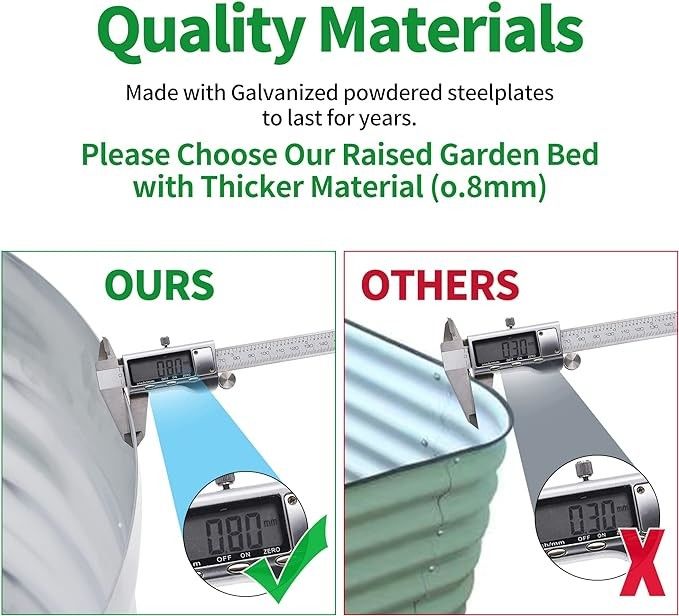 Galvanizli Yükseltilmiş Bahçe Yatağı Metal Bitkiyatçı Bahçe Kutuları Dışarıdaki Oval Büyük Metal Yükseltilmiş Bahçe Yatakları Bitkiler İçin 6x3x1.5ft