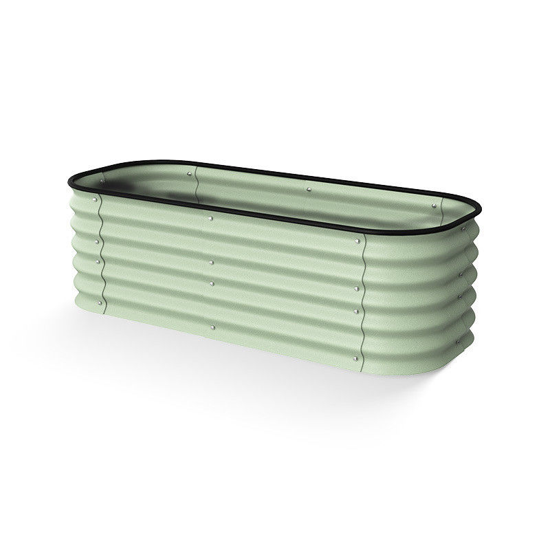 Oval 5*2*1.5 Ft Light Green Metal Raised Bed Planters Modular For Vegetables