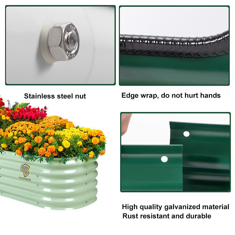 Corrosion Resistance Galvanized Metal Planter Box Light Green 24