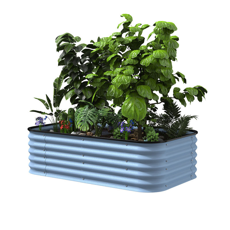 Rustproof 5*3.5*1.5 Ft Q195 Galvanized Metal Garden Planters Peacock Blue