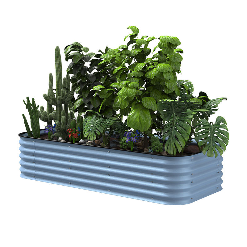6.5*3.5*1.5 Ft Peacock Blue Galvanized Raised Bed Kits For Outdoor Growing Flowers