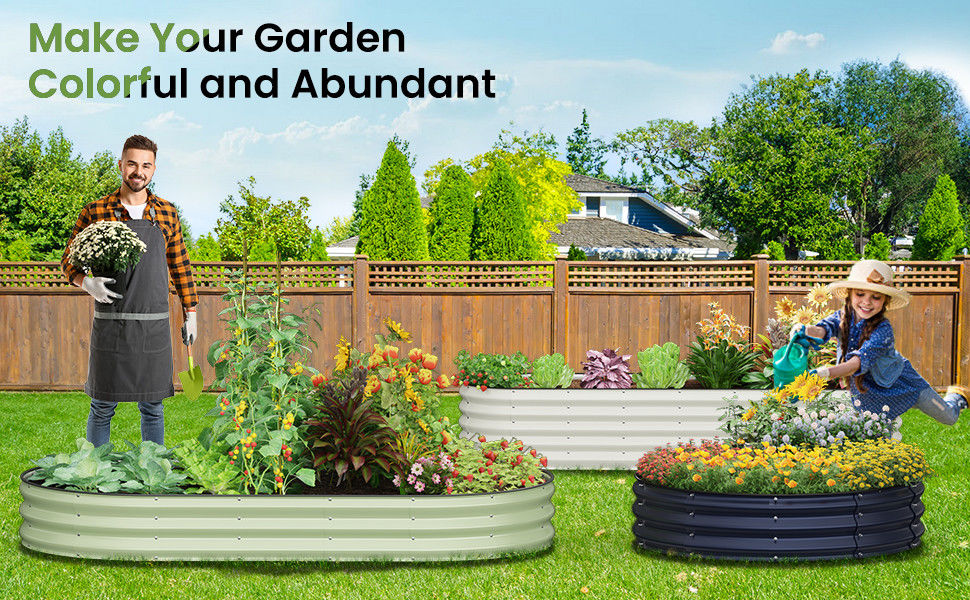 5.5*5.5*1.4 FT L Shaped Galvanized Raised Garden Bed Modern Style