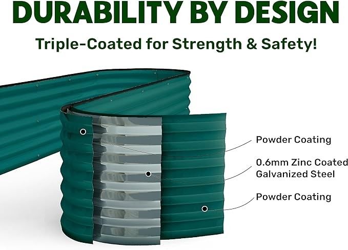 U-Shape Dark Green Galvanized Raised Garden Beds For Vegetables 7*11.5*1.4 Ft