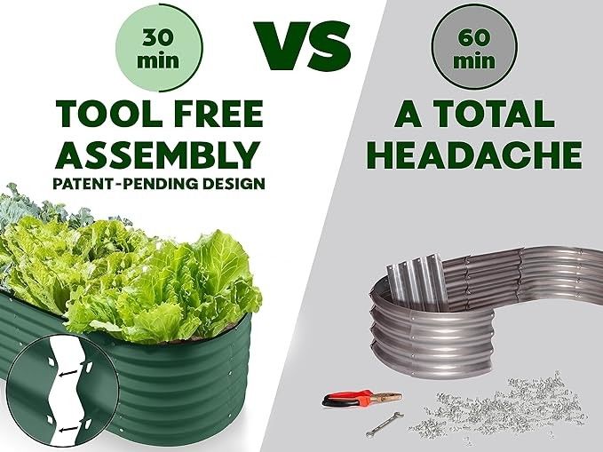 U-Shape Dark Green Galvanized Raised Garden Beds For Vegetables 7*11.5*1.4 Ft