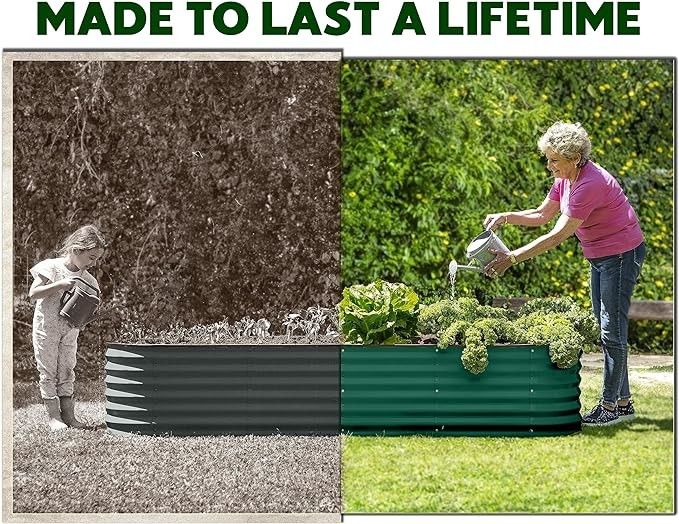 U-Shape Dark Green Galvanized Raised Garden Beds For Vegetables 7*11.5*1.4 Ft