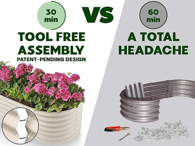 5.5*8.4*1.4 FT U Shaped Elevated Garden Bed 17'' Extra Tall Galvanised Metal Raised Beds