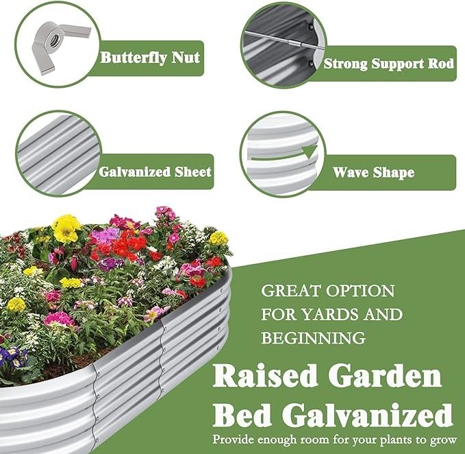 ISO Certified U Shaped Raised Garden Bed 7*8.4*1.4 Ft  Metal Raised Flower Bed
