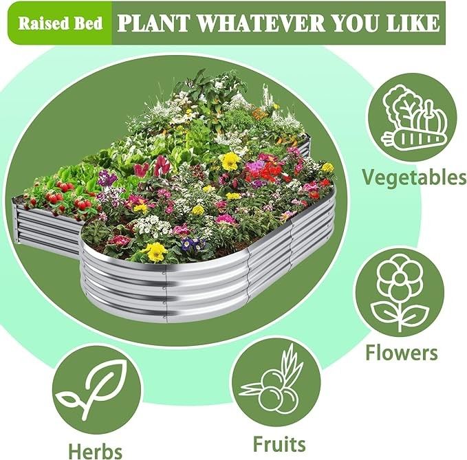 ISO Certified U Shaped Raised Garden Bed 7*8.4*1.4 Ft  Metal Raised Flower Bed