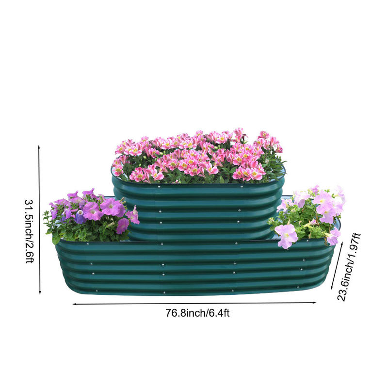 6.4*2.6*2 Ft Dark Green Raised Garden Bed Outdoor For Vegetable Raised Garden Beds For Flower Garden Planter Box
