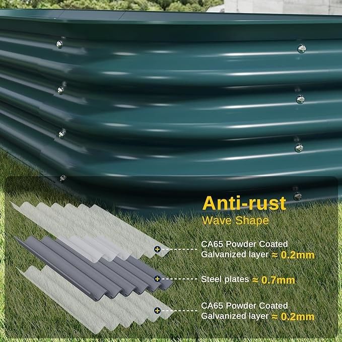 6.4*2.6*2 Ft Dark Green Raised Garden Bed Outdoor For Vegetable Raised Garden Beds For Flower Garden Planter Box
