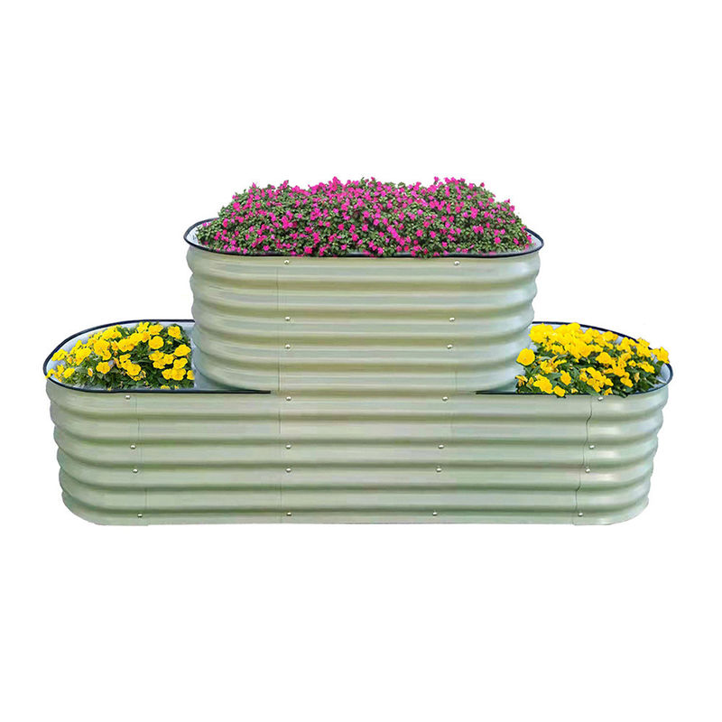 Galvanized Raised Garden Beds Outdoor Planter Box With Safety Edging Metal Raised Beds For Gardening 6.4*2.6*2 Ft