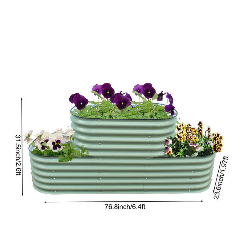 Galvanized Raised Garden Beds Outdoor Planter Box With Safety Edging Metal Raised Beds For Gardening 6.4*2.6*2 Ft