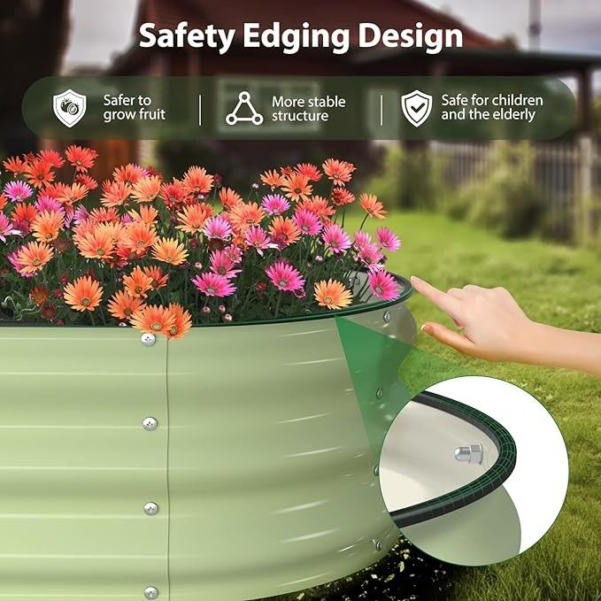Galvanized Raised Garden Beds Outdoor Planter Box With Safety Edging Metal Raised Beds For Gardening 6.4*2.6*2 Ft