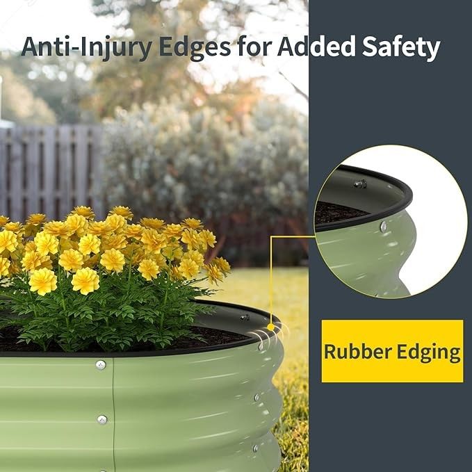 Galvanized Raised Garden Beds Outdoor Planter Box With Safety Edging Metal Raised Beds For Gardening 6.4*2.6*2 Ft