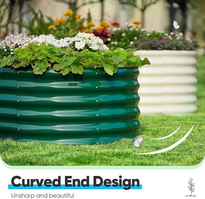 Galvanized Raised Garden Bed Kit 7.9*2*2.6 Ft Metal Planter Box For Vegetables furit  herb Outdoor Backyard Dark Green