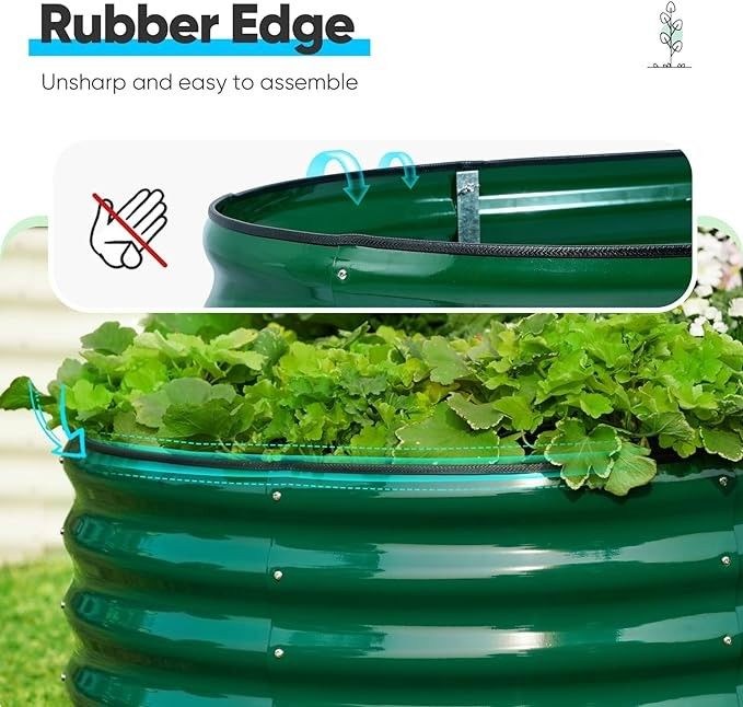 Galvanized Raised Garden Bed Kit 7.9*2*2.6 Ft Metal Planter Box For Vegetables furit  herb Outdoor Backyard Dark Green