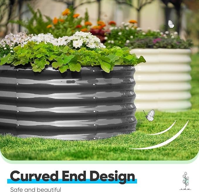 Raised Garden Bed Kit Vegetables Flowers Planter Box Galvanized Planter Boxes For Outdoors 7.9*2*2.6 Ft dark grey