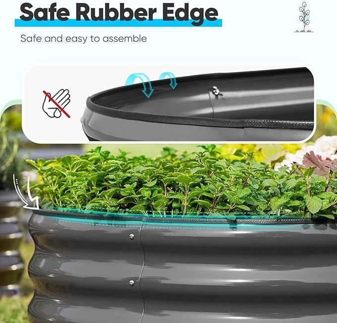 Raised Garden Bed Kit Vegetables Flowers Planter Box Galvanized Planter Boxes For Outdoors 7.9*2*2.6 Ft dark grey