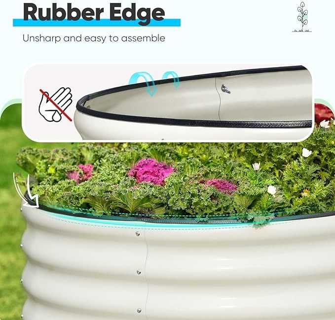 Galvanized Raised Garden Bed Outdoor 7.9*2*2.6 Ft Bottomless Garden Boxes Ivory White Metal Raised Beds For Gardening