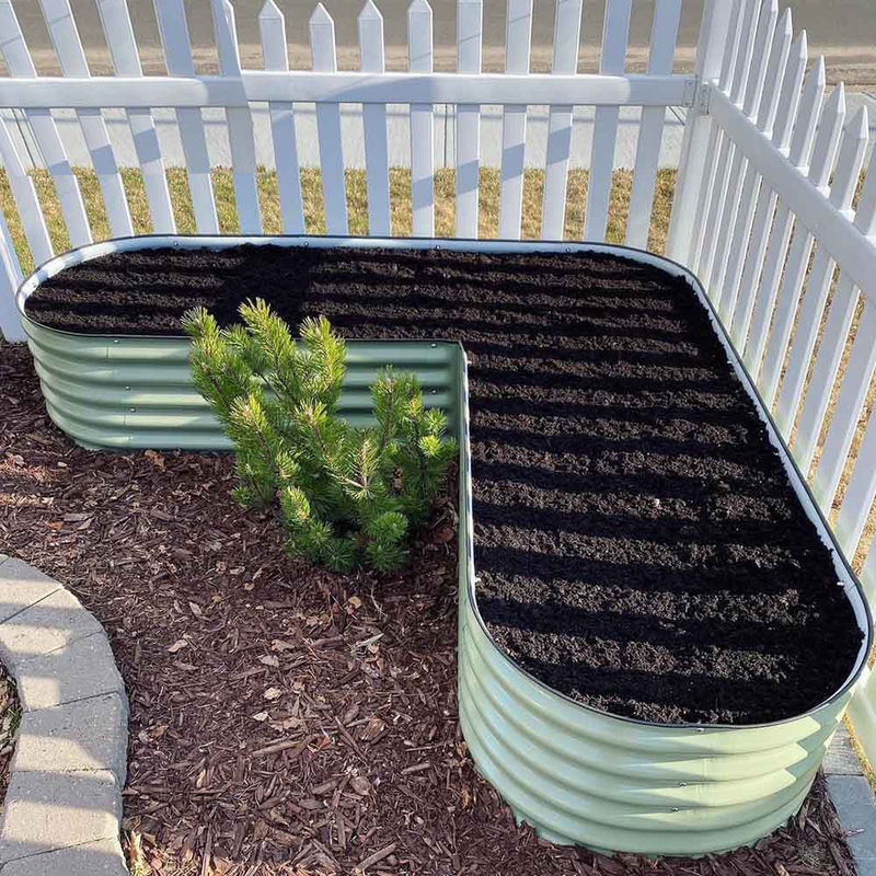 Metal Raised Garden Bed Outdoor Garden Planter Box For Vegetable Flower Herb 7*7*1.4 Ft Light Green