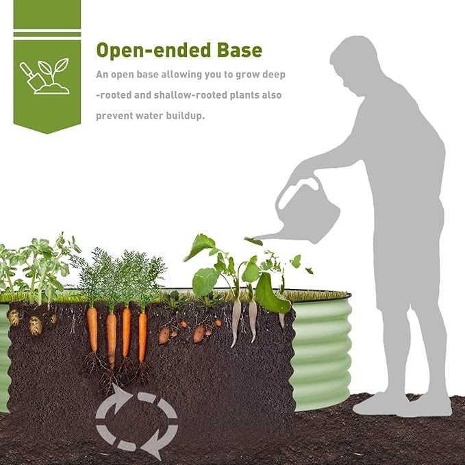 Metal Raised Garden Bed Outdoor Garden Planter Box For Vegetable Flower Herb 7*7*1.4 Ft Light Green