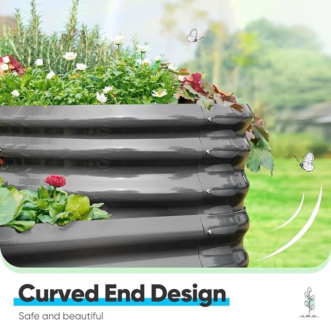 Raised Garden Bed 7*7*1.4 Ft Dark Grey Metal Modular Raised Garden Planter Box For Outdoor Flowers Herbs Vegetable