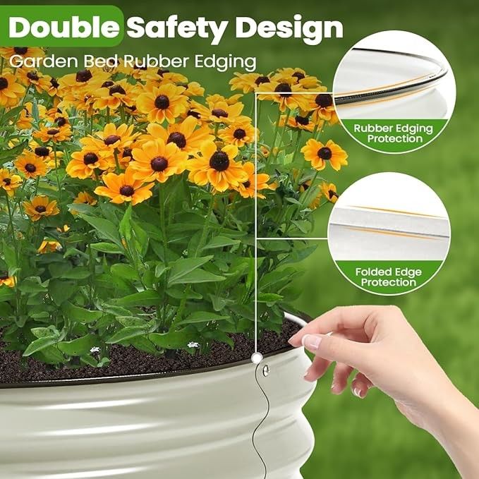 High Strength 4.3*2*1.4 Ft Stainless Steel Raised Garden Bed D Shaped