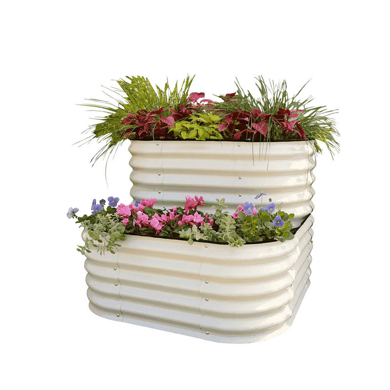3.4x3.4x2.6Ft Outdoor Galvanized Raised Garden Boxes Large Deep Root Planter Box