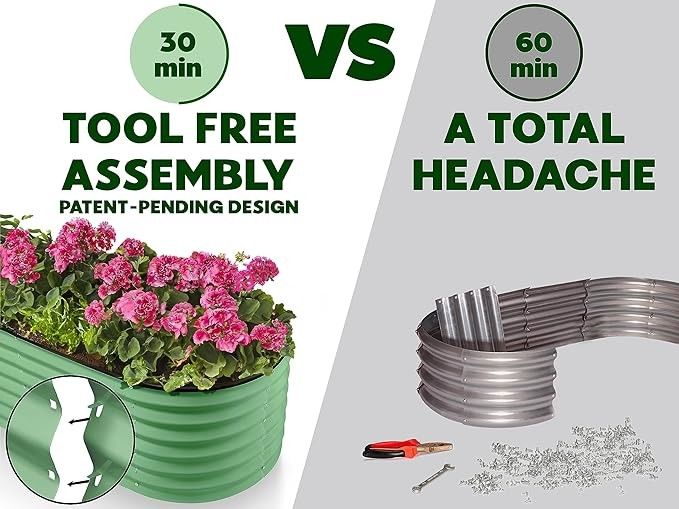 4.5*4.5*1.4 Ft Large Galvanised Raised Beds Galvanized Planter Box Outside Mount
