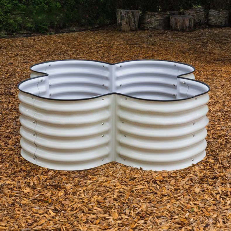 Large Metal Planter Box 4.5*4.5*1.4 Ft Ivory White Galvanised Vegetable Planters