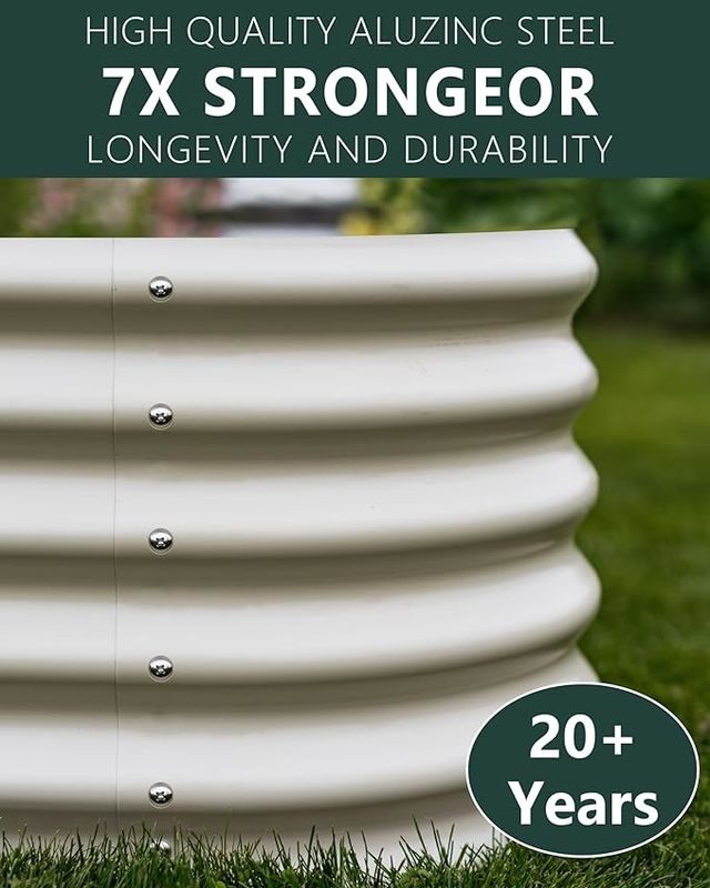 Large Metal Planter Box 4.5*4.5*1.4 Ft Ivory White Galvanised Vegetable Planters
