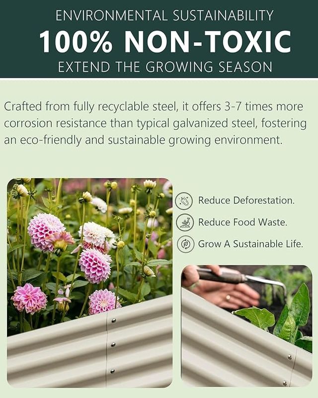 Large Metal Planter Box 4.5*4.5*1.4 Ft Ivory White Galvanised Vegetable Planters