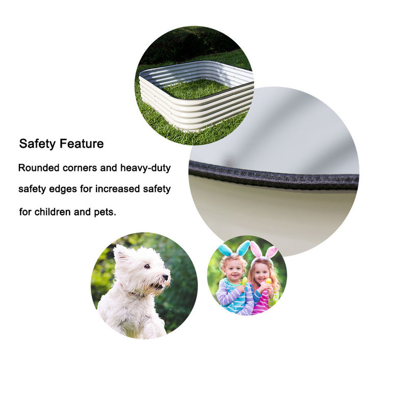 Light Green Metal Vegetable Planters 0.6mm Thick Crimped Edge And Corner