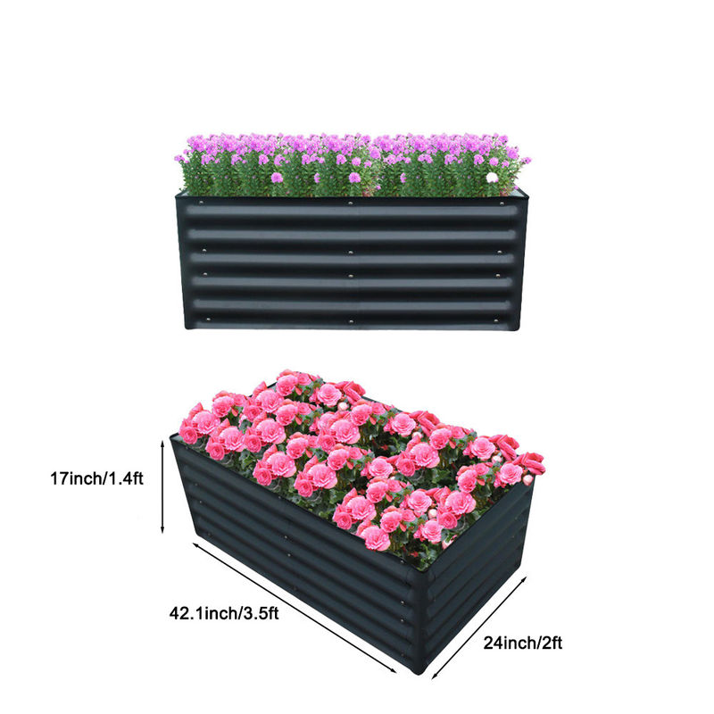 DIY Galvanized Metal Raised Beds For Vegetables 3.5*2*1.4 Ft  Dark Grey