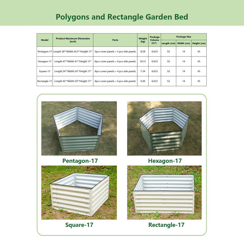 Modern Patio Galvanized Metal Planter Boxes Kit Box 3.5*2*1.4 Ft