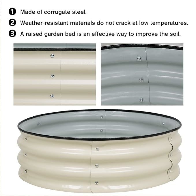 High Round Raised Garden Steel Galvanised Beds Kit 3.5Ft* 0.66Ft High Strength