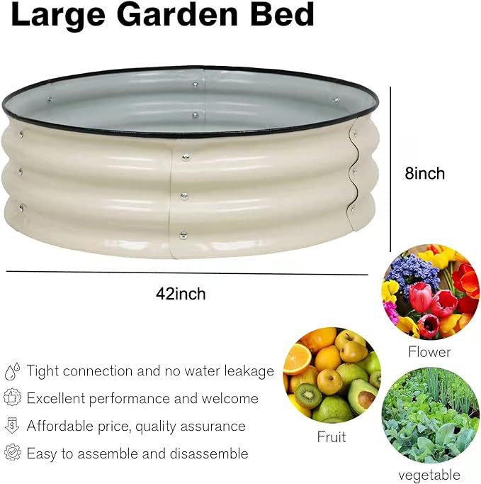 High Round Raised Garden Steel Galvanised Beds Kit 3.5Ft* 0.66Ft High Strength