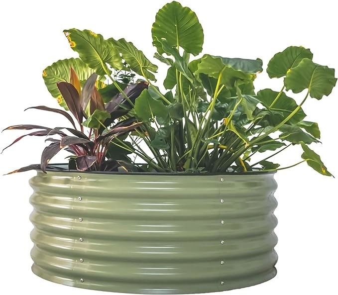 Galvanized Planter Garden Boxes Outdoor Galvanized Steel Round Raised Garden Planter 3.5x0.92 Ft