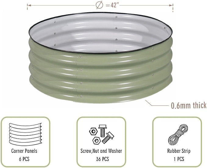 Galvanized Planter Garden Boxes Outdoor Galvanized Steel Round Raised Garden Planter 3.5x0.92 Ft