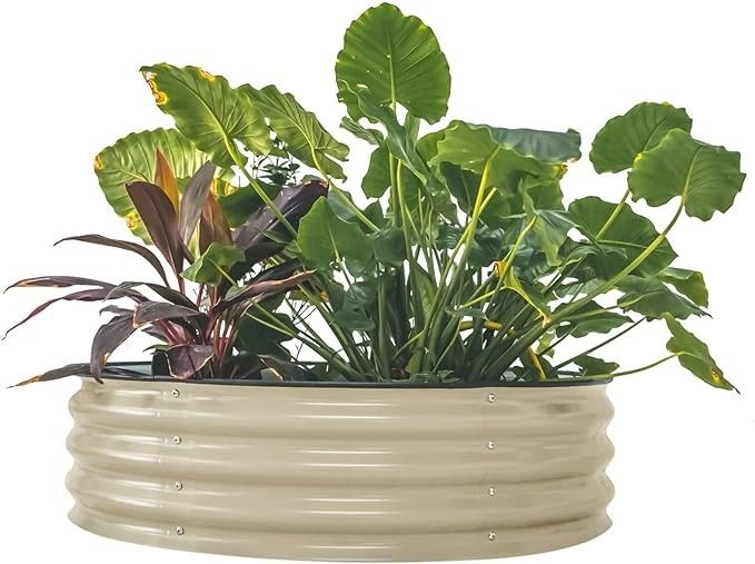 Modern Round Galvanized Garden Beds Above Ground Metal Planters For Vegetable 3.5*0.92 Ft