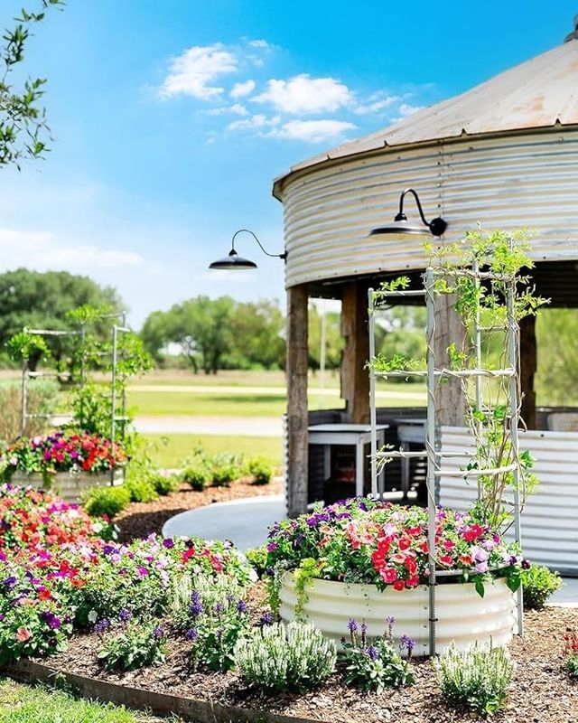Modern Round Galvanized Garden Beds Above Ground Metal Planters For Vegetable 3.5*0.92 Ft